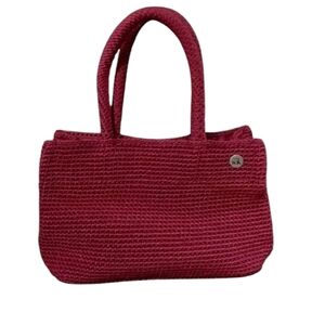 SAK Red Satchel Arm Purse Handbag Red Nylon with Fob and Key Clasp